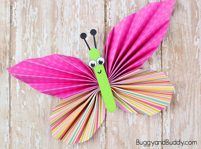folded paper butterfly craft for kids