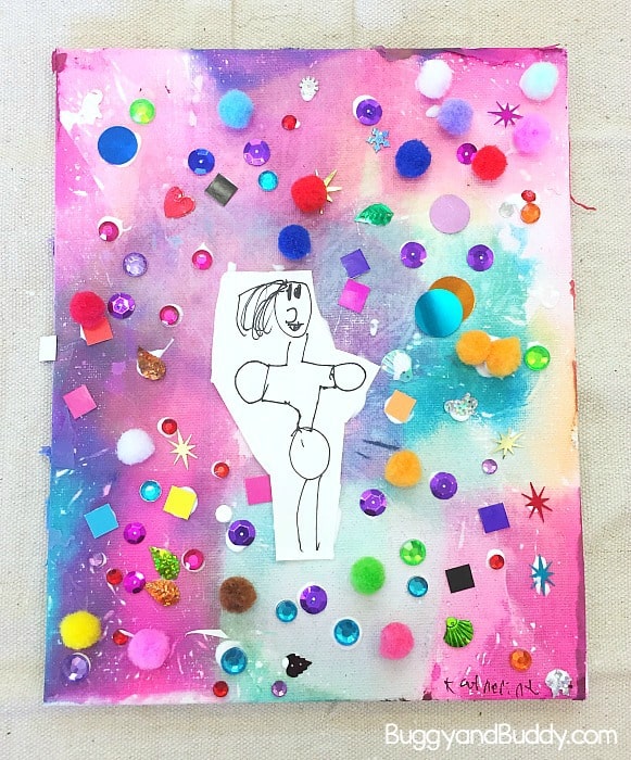 collage art project for kids using bleeding tissue paper