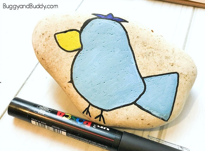 paint your bird rock with paint pens