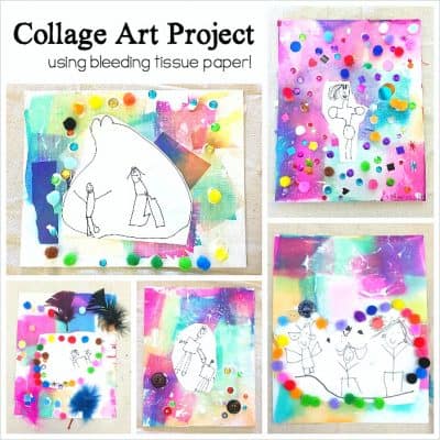 Collage Art Project for Kids Using Bleeding Tissue Paper