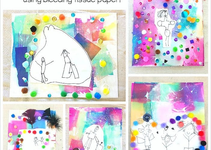 Collage Art Project for Kids using bleeding tissue paper- perfect process art for mother's day