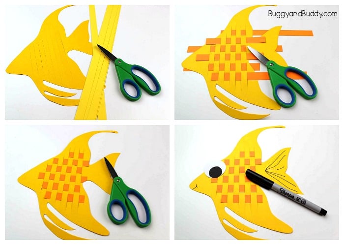 how to make a woven paper angelfish craft for kids
