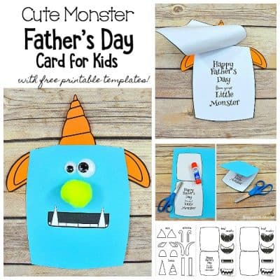 Monster Father’s Day Card Craft for Kids with Free Templates