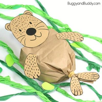 Paper Bag Sea Otter Craft for Kids with Free Printable Template
