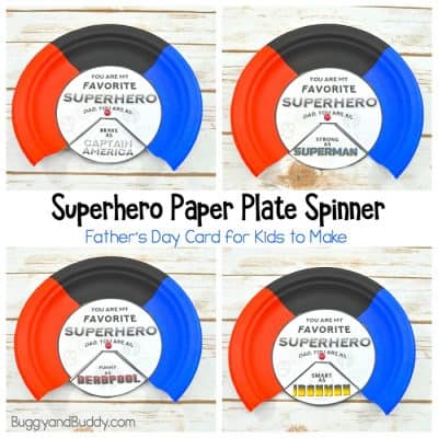 Superhero Father’s Day Card: Paper Plate Spinner Craft for Kids with Printable Templates