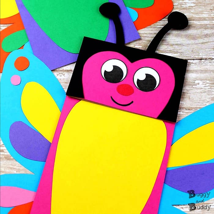 remaining Swamp One night Butterfly Paper Bag Puppets with Free Template - Buggy and Buddy