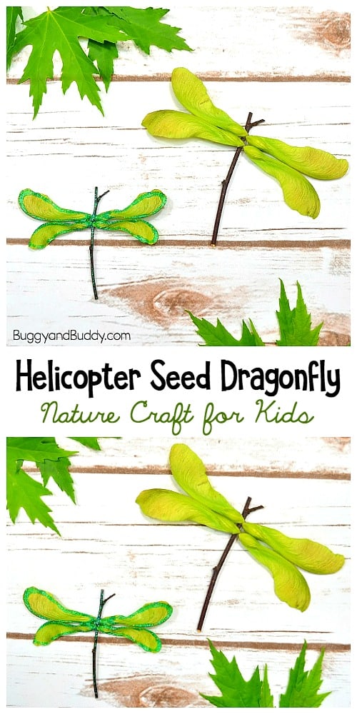 Helicopter Seed (Maple Tree Seed) Dragonfly Craft for Kids using a twig
