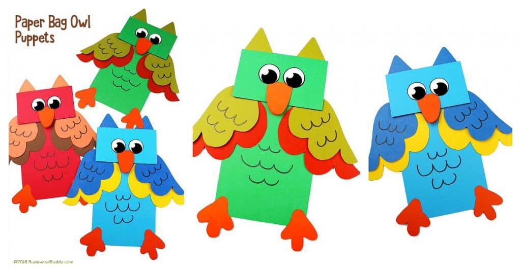 Owl Paper Bag Puppet Craft for Kids with free owl template