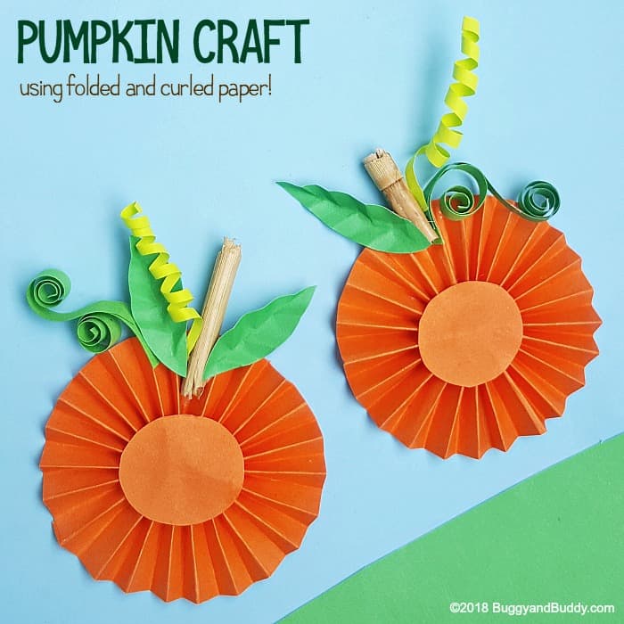 Folded paper pumpkin craft for kids
