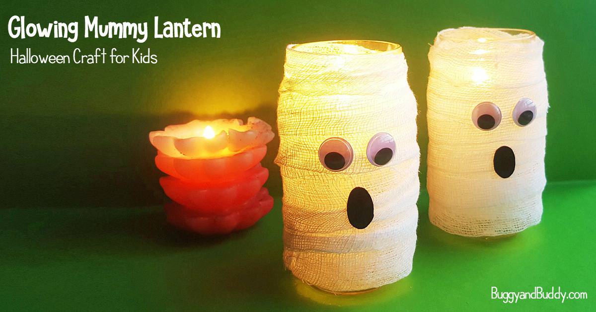 DIY Mason Jar Mummy Lantern Craft for Halloween - Buggy and Buddy