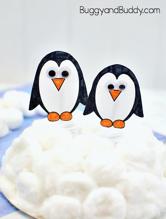Waddling Penguin Winter Craft for Kids with free penguin printable template