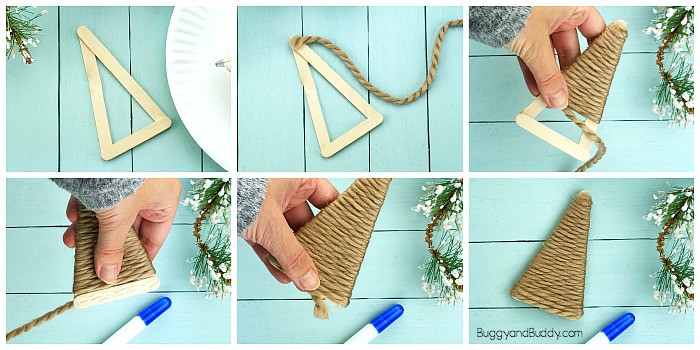 wrap yarn around your popsicle stick reindeer