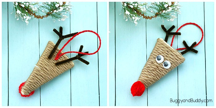 yarn wrapped craft stick reindeer ornament