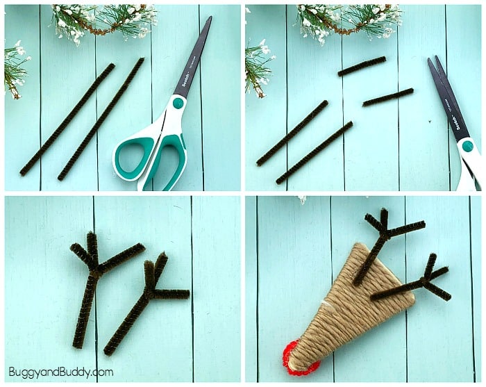 add your pipe cleaner antlers
