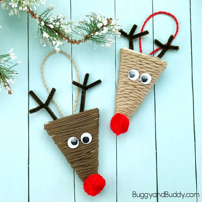 yarn wrapped craft stick reindeer ornament