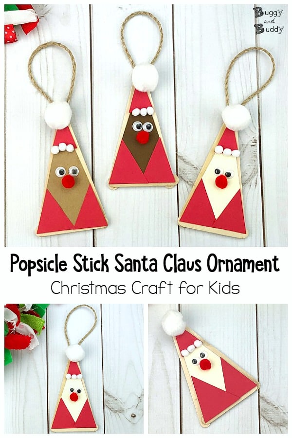 Popsicle stick Santa Claus Homemade Christmas Ornament Craft for Kids