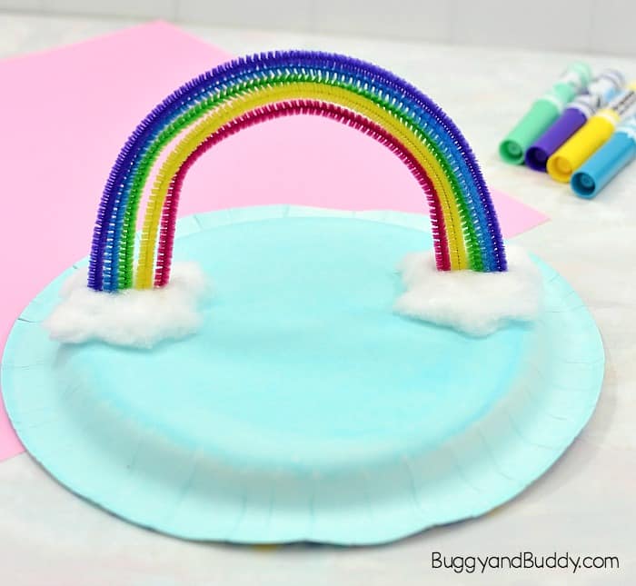 add cotton ball clouds to your rainbow