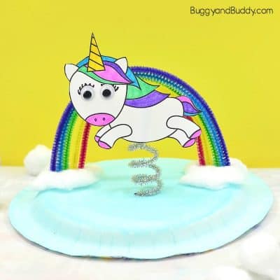 Unicorn and Rainbow Paper Plate Craft for Kids