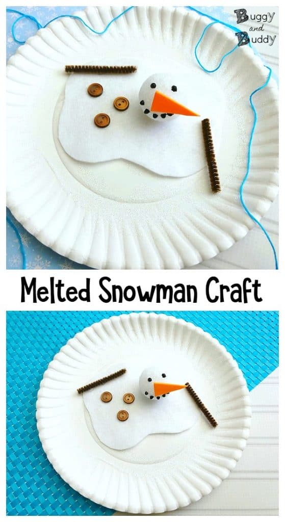 Melted Snowman Craft for Kids Using a Paper Plate- Perfect for Winter!