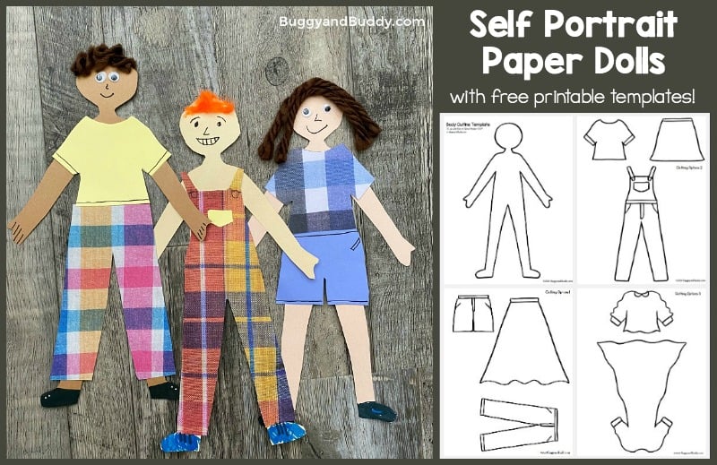 self portrait paper dolls with free printable boy and girl and clothing templates